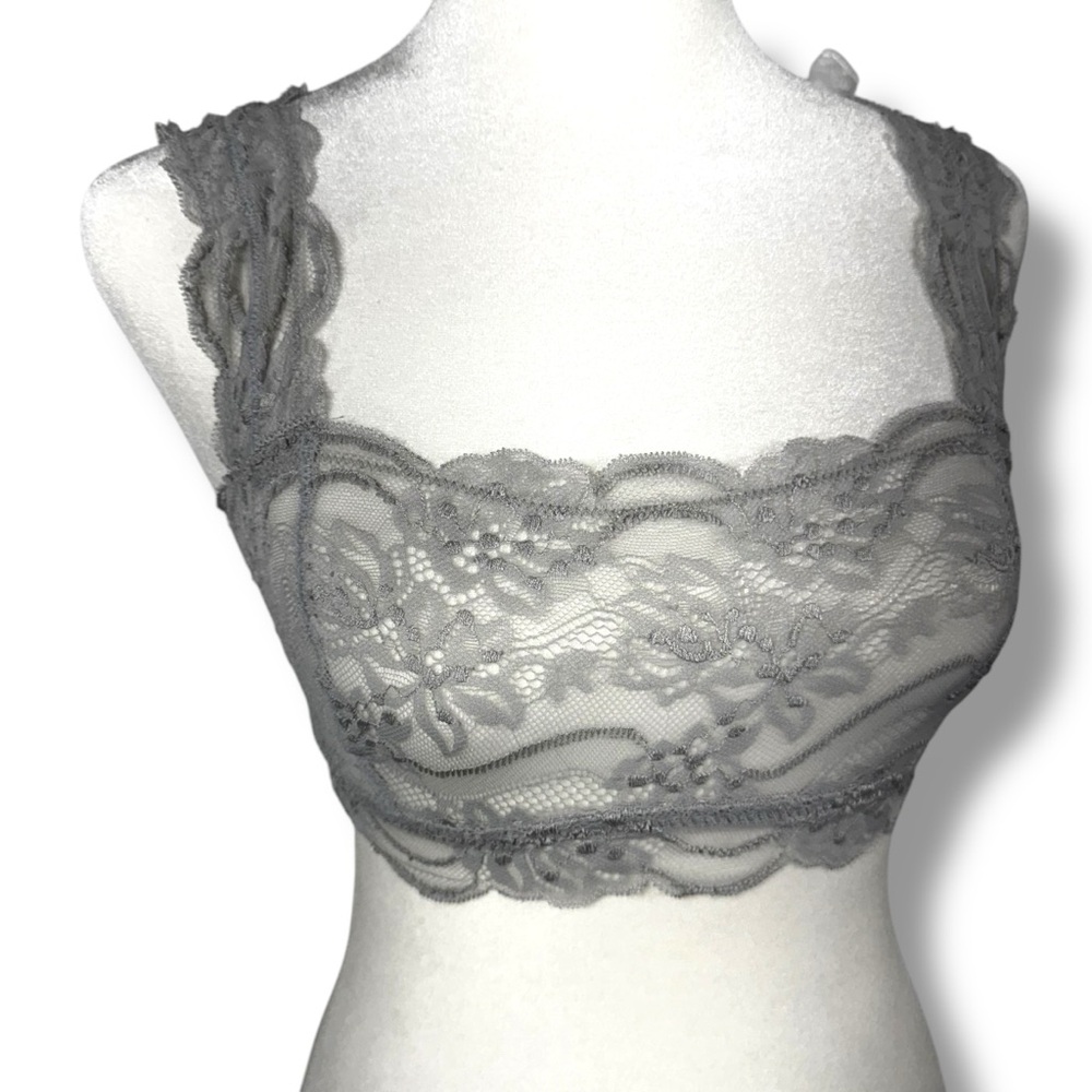 Free People Intimately Last Dance Square Neck Lace Bralette, Moon Rock, Size XS - Picture 3 of 13